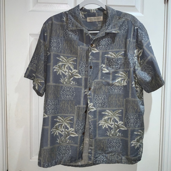 Island Republic silk Hawaiian shirt Sz L short sleeves - Picture 1 of 7